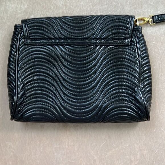 Versace Parfums Black Quilted Vegan Leather Clutch EUC - Picture 5 of 9